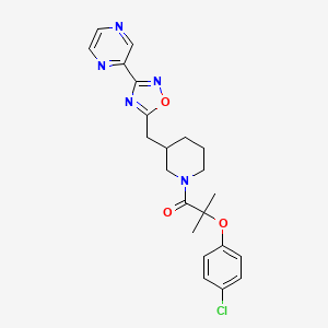 molecular formula C22H24ClN5O3 B2990231 2-(4-氯苯氧基)-2-甲基-1-(3-((3-(吡嗪-2-基)-1,2,4-恶二唑-5-基)甲基)哌啶-1-基)丙-1-酮 CAS No. 1705892-13-2