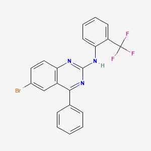 molecular formula C21H13BrF3N3 B2990234 6-bromo-4-phenyl-N-[2-(trifluoromethyl)phenyl]quinazolin-2-amine CAS No. 402951-19-3