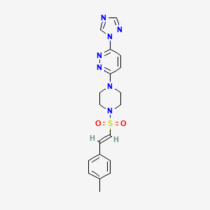 molecular formula C19H21N7O2S B2990239 (E)-3-(4-((4-methylstyryl)sulfonyl)piperazin-1-yl)-6-(1H-1,2,4-triazol-1-yl)pyridazine CAS No. 1798414-35-3