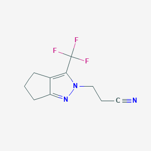 molecular formula C10H10F3N3 B2990259 3-[3-(trifluoromethyl)-5,6-dihydrocyclopenta[c]pyrazol-2(4H)-yl]propanenitrile CAS No. 938018-22-5