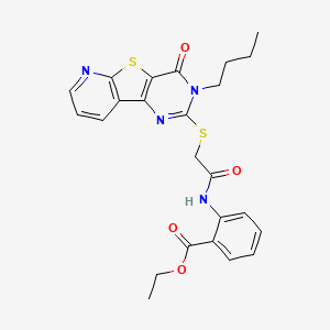 molecular formula C24H24N4O4S2 B2990262 Ethyl 2-(2-((3-butyl-4-oxo-3,4-dihydropyrido[3',2':4,5]thieno[3,2-d]pyrimidin-2-yl)thio)acetamido)benzoate CAS No. 1242855-88-4