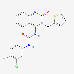 molecular formula C20H14Cl2N4O2S B2990268 (E)-1-(3,4-dichlorophenyl)-3-(2-oxo-3-(thiophen-2-ylmethyl)-2,3-dihydroquinazolin-4(1H)-ylidene)urea CAS No. 941941-74-8