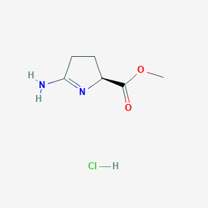 molecular formula C6H11ClN2O2 B2990272 Methyl (2S)-5-amino-3,4-dihydro-2H-pyrrole-2-carboxylate;hydrochloride CAS No. 110971-80-7