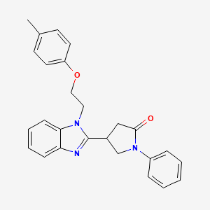 B2990273 4-{1-[2-(4-methylphenoxy)ethyl]-1H-benzimidazol-2-yl}-1-phenylpyrrolidin-2-one CAS No. 694507-08-9