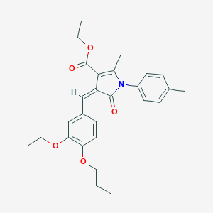 molecular formula C27H31NO5 B299028 ethyl (4Z)-4-(3-ethoxy-4-propoxybenzylidene)-2-methyl-1-(4-methylphenyl)-5-oxo-4,5-dihydro-1H-pyrrole-3-carboxylate 