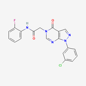molecular formula C19H13ClFN5O2 B2990281 2-[1-(3-氯苯基)-4-氧代吡唑并[3,4-d]嘧啶-5-基]-N-(2-氟苯基)乙酰胺 CAS No. 887457-87-6