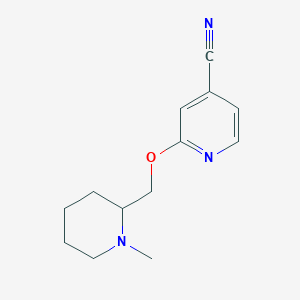 molecular formula C13H17N3O B2990290 2-[(1-甲基哌啶-2-基)甲氧基]吡啶-4-腈 CAS No. 1482954-39-1