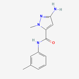 molecular formula C12H14N4O B2990299 3-amino-1-methyl-N-(3-methylphenyl)-1H-pyrazole-5-carboxamide CAS No. 1855946-02-9
