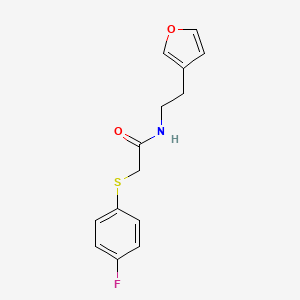 molecular formula C14H14FNO2S B2990306 2-((4-fluorophenyl)thio)-N-(2-(furan-3-yl)ethyl)acetamide CAS No. 1448074-91-6