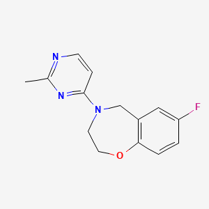 molecular formula C14H14FN3O B2990308 7-氟-4-(2-甲基嘧啶-4-基)-2,3,4,5-四氢苯并[f][1,4]恶杂环庚三烯 CAS No. 2034419-81-1