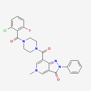 molecular formula C25H21ClFN5O3 B2990312 7-(4-(2-chloro-6-fluorobenzoyl)piperazine-1-carbonyl)-5-methyl-2-phenyl-2H-pyrazolo[4,3-c]pyridin-3(5H)-one CAS No. 1021026-62-9
