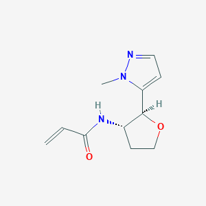 molecular formula C11H15N3O2 B2990313 N-[(2S,3S)-2-(2-Methylpyrazol-3-yl)oxolan-3-yl]prop-2-enamide CAS No. 2223100-91-0