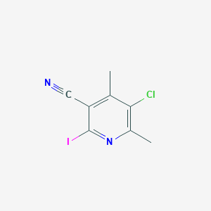 molecular formula C8H6ClIN2 B2990320 5-Chloro-2-iodo-4,6-dimethylpyridine-3-carbonitrile CAS No. 2256060-29-2