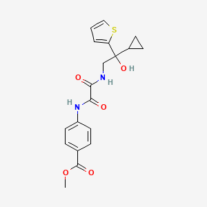 molecular formula C19H20N2O5S B2990324 Methyl 4-(2-((2-cyclopropyl-2-hydroxy-2-(thiophen-2-yl)ethyl)amino)-2-oxoacetamido)benzoate CAS No. 1396710-80-7