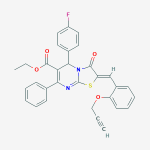 molecular formula C31H23FN2O4S B299033 ethyl 5-(4-fluorophenyl)-3-oxo-7-phenyl-2-[2-(2-propynyloxy)benzylidene]-2,3-dihydro-5H-[1,3]thiazolo[3,2-a]pyrimidine-6-carboxylate 
