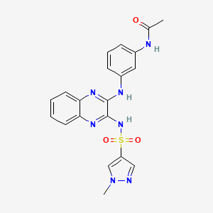 molecular formula C20H19N7O3S B2990335 N-(3-((3-(1-甲基-1H-吡嗪-4-磺酰胺基)喹喔啉-2-基)氨基)苯基)乙酰胺 CAS No. 1798674-85-7