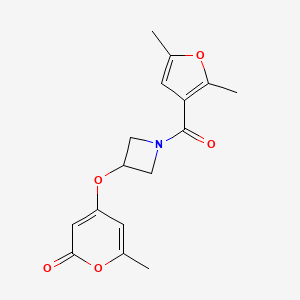 molecular formula C16H17NO5 B2990340 4-((1-(2,5-二甲基呋喃-3-羰基)氮杂环丁-3-基)氧基)-6-甲基-2H-吡喃-2-酮 CAS No. 1790200-19-9