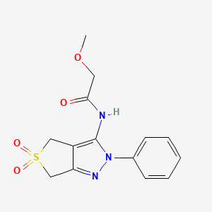 molecular formula C14H15N3O4S B2990344 N-(5,5-dioxo-2-phenyl-4,6-dihydrothieno[3,4-c]pyrazol-3-yl)-2-methoxyacetamide CAS No. 893926-18-6