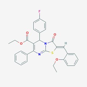 molecular formula C30H25FN2O4S B299036 ethyl 2-(2-ethoxybenzylidene)-5-(4-fluorophenyl)-3-oxo-7-phenyl-2,3-dihydro-5H-[1,3]thiazolo[3,2-a]pyrimidine-6-carboxylate 