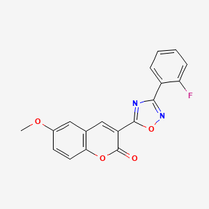 molecular formula C18H11FN2O4 B2990363 3-(3-(2-fluorophenyl)-1,2,4-oxadiazol-5-yl)-6-methoxy-2H-chromen-2-one CAS No. 892755-26-9