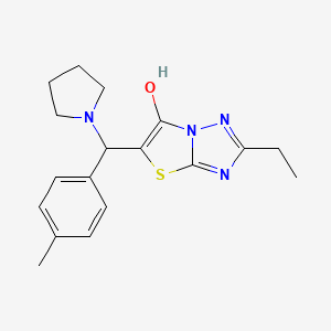 molecular formula C18H22N4OS B2990366 2-Ethyl-5-(pyrrolidin-1-yl(p-tolyl)methyl)thiazolo[3,2-b][1,2,4]triazol-6-ol CAS No. 898361-35-8