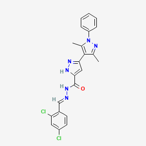 N-[(E)-(2,4-dichlorophenyl)methylideneamino]-3-(3,5-dimethyl-1-phenylpyrazol-4-yl)-1H-pyrazole-5-carboxamide