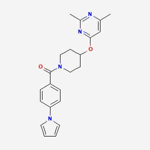 molecular formula C22H24N4O2 B2990375 (4-(1H-吡咯-1-基)苯基)(4-((2,6-二甲基嘧啶-4-基)氧基)哌啶-1-基)甲苯酮 CAS No. 2034557-89-4