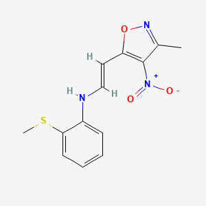 molecular formula C13H13N3O3S B2990380 N-[2-(3-甲基-4-硝基-5-异恶唑基)乙烯基]-2-(甲硫基)苯胺 CAS No. 477850-60-5