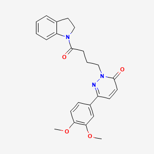 molecular formula C24H25N3O4 B2990386 6-(3,4-二甲氧基苯基)-2-(4-(吲哚-1-基)-4-氧代丁基)吡啶并[3,2-d]嘧啶-3(2H)-酮 CAS No. 953163-59-2