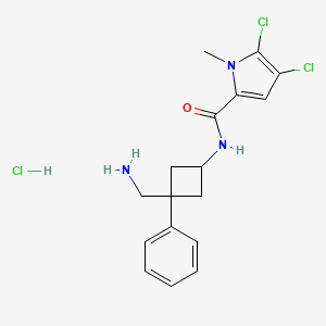 molecular formula C17H20Cl3N3O B2990394 N-[3-(Aminomethyl)-3-phenylcyclobutyl]-4,5-dichloro-1-methylpyrrole-2-carboxamide;hydrochloride CAS No. 2418681-44-2