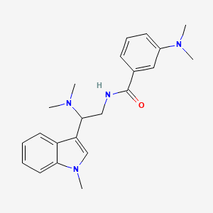 molecular formula C22H28N4O B2990397 3-(dimethylamino)-N-(2-(dimethylamino)-2-(1-methyl-1H-indol-3-yl)ethyl)benzamide CAS No. 1396886-07-9