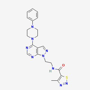 molecular formula C21H23N9OS B2990425 4-methyl-N-(2-(4-(4-phenylpiperazin-1-yl)-1H-pyrazolo[3,4-d]pyrimidin-1-yl)ethyl)-1,2,3-thiadiazole-5-carboxamide CAS No. 1172271-67-8