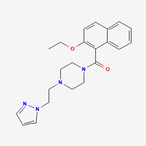 molecular formula C22H26N4O2 B2990434 (4-(2-(1H-吡唑-1-基)乙基)哌嗪-1-基)(2-乙氧基萘-1-基)甲苯酮 CAS No. 1286710-49-3