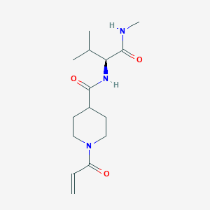 molecular formula C15H25N3O3 B2990436 N-[(2S)-3-Methyl-1-(methylamino)-1-oxobutan-2-yl]-1-prop-2-enoylpiperidine-4-carboxamide CAS No. 2361595-18-6