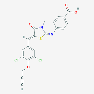 molecular formula C21H14Cl2N2O4S B299044 4-({5-[3,5-Dichloro-4-(2-propynyloxy)benzylidene]-3-methyl-4-oxo-1,3-thiazolidin-2-ylidene}amino)benzoic acid 