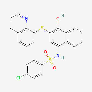 molecular formula C25H17ClN2O3S2 B2990442 4-氯-N-[4-羟基-3-(8-喹啉基硫基)-1-萘基]苯磺酰胺 CAS No. 881046-06-6