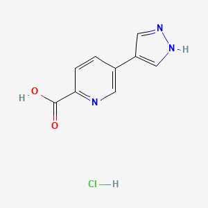 molecular formula C9H8ClN3O2 B2990443 5-(1H-Pyrazol-4-yl)pyridine-2-carboxylic acid;hydrochloride CAS No. 2411292-62-9