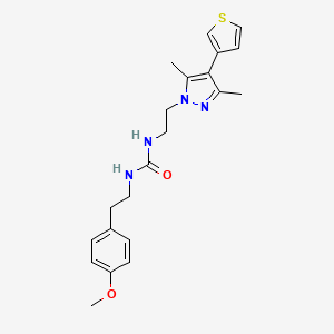 molecular formula C21H26N4O2S B2990444 1-(2-(3,5-dimethyl-4-(thiophen-3-yl)-1H-pyrazol-1-yl)ethyl)-3-(4-methoxyphenethyl)urea CAS No. 2034350-03-1