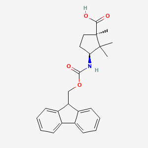 molecular formula C24H27NO4 B2990445 (1R,3S)-3-(9H-芴-9-基甲氧羰基氨基)-1,2,2-三甲基环戊烷-1-羧酸 CAS No. 2550996-56-8