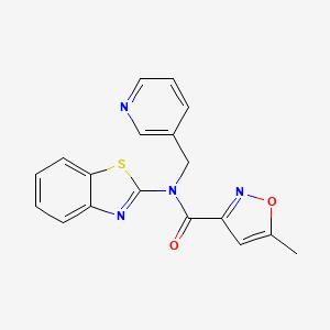 molecular formula C18H14N4O2S B2990450 N-(benzo[d]thiazol-2-yl)-5-methyl-N-(pyridin-3-ylmethyl)isoxazole-3-carboxamide CAS No. 941909-70-2