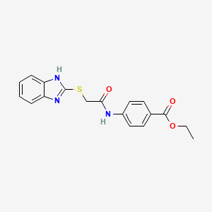 molecular formula C18H17N3O3S B2990451 4-{[(1H-苯并咪唑-2-基硫代)乙酰]氨基}苯甲酸乙酯 CAS No. 403835-17-6