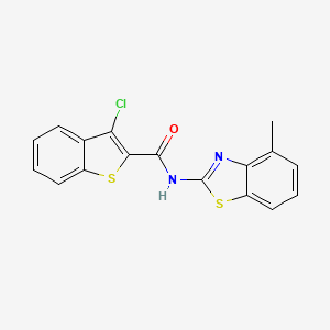 molecular formula C17H11ClN2OS2 B2990453 3-chloro-N-(4-methyl-1,3-benzothiazol-2-yl)-1-benzothiophene-2-carboxamide CAS No. 330201-95-1