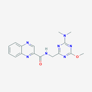 molecular formula C16H17N7O2 B2990458 N-((4-(dimethylamino)-6-methoxy-1,3,5-triazin-2-yl)methyl)quinoxaline-2-carboxamide CAS No. 2034515-65-4