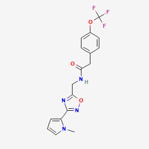 molecular formula C17H15F3N4O3 B2990469 N-((3-(1-methyl-1H-pyrrol-2-yl)-1,2,4-oxadiazol-5-yl)methyl)-2-(4-(trifluoromethoxy)phenyl)acetamide CAS No. 2034550-27-9