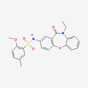 molecular formula C23H22N2O5S B2990475 N-(10-ethyl-11-oxo-10,11-dihydrodibenzo[b,f][1,4]oxazepin-2-yl)-2-methoxy-5-methylbenzenesulfonamide CAS No. 922062-18-8