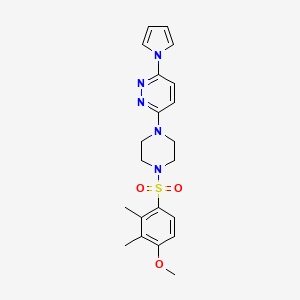 molecular formula C21H25N5O3S B2990477 3-(4-((4-methoxy-2,3-dimethylphenyl)sulfonyl)piperazin-1-yl)-6-(1H-pyrrol-1-yl)pyridazine CAS No. 1421455-26-6