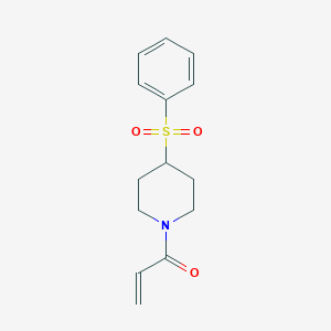 molecular formula C14H17NO3S B2990479 1-[4-(Benzenesulfonyl)piperidin-1-yl]prop-2-en-1-one CAS No. 2361638-17-5