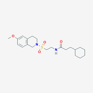 molecular formula C21H32N2O4S B2990489 3-cyclohexyl-N-(2-((6-methoxy-3,4-dihydroisoquinolin-2(1H)-yl)sulfonyl)ethyl)propanamide CAS No. 921925-41-9