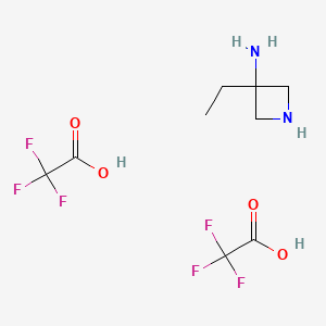 molecular formula C9H14F6N2O4 B2990496 3-乙基氮杂环丁烷-3-胺；双（三氟乙酸） CAS No. 2173991-90-5