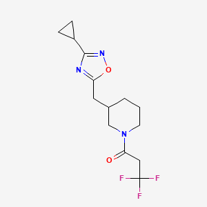 1-(3-((3-Cyclopropyl-1,2,4-oxadiazol-5-yl)methyl)piperidin-1-yl)-3,3,3-trifluoropropan-1-one